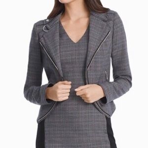 WHBM plaid cropped moto jacket
